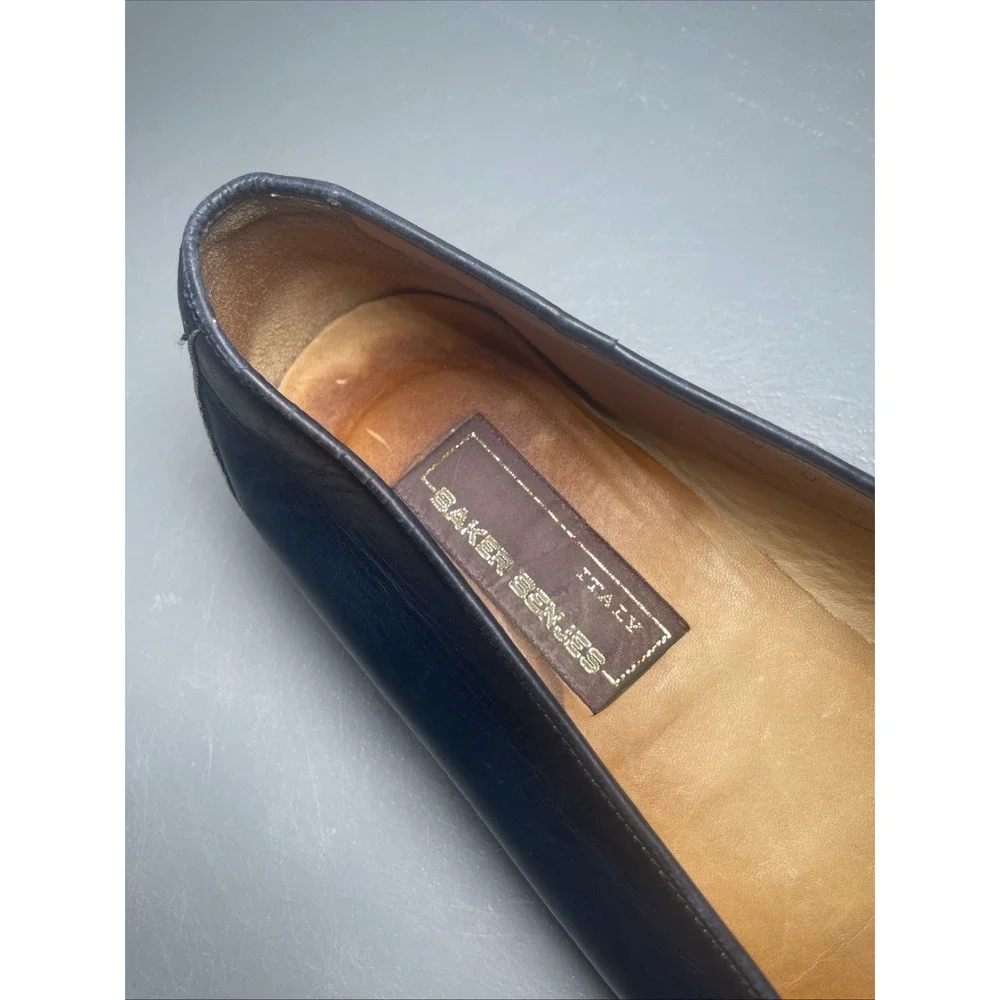 BAKER BENJES ITALY CLASSIC NAVY BLUE LEATHER TUXEDO OPERA SHOE MENS US 10D